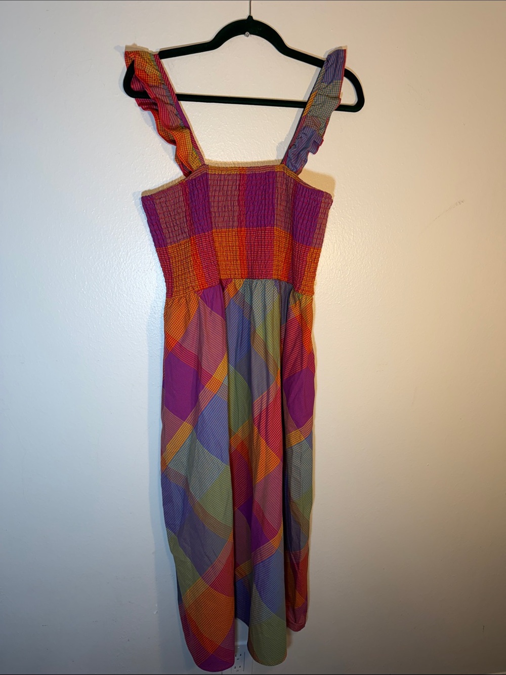 Time and Tru Colorful Plaid Cotton Smocked Top Sleeveless Maxi Dress XL - Picture 8 of 8